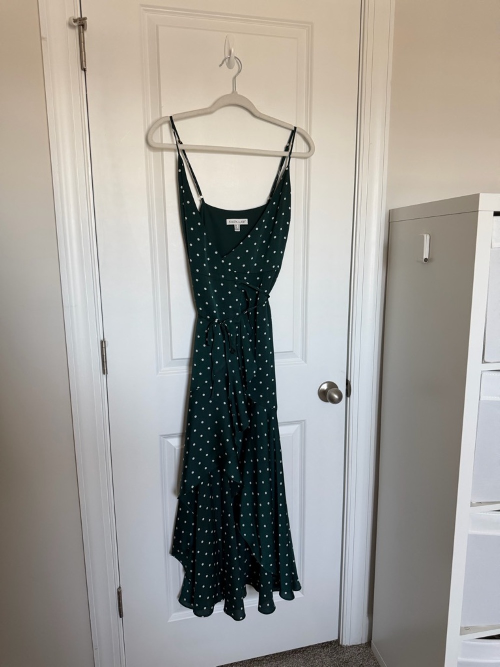 Shona Joy Martina Emerald Polka Dot Wrap Midi Dress - Picture 3 of 7